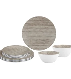 New Set 12 stoviglie da campeggio "sequoia" in melamina Campeggio