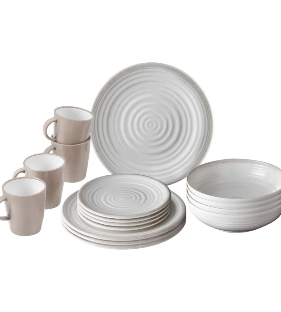 Campeggio-Brunner Set 16 stoviglie da campeggio "savana" in stone touch antiscivolo