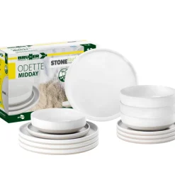 Brunner Campeggio|Set 12 stoviglie da campeggio "odette" in stone touch antiscivolo
