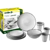New Set 16 stoviglie da campeggio "tivoli" in melamina antiscivolo Campeggio