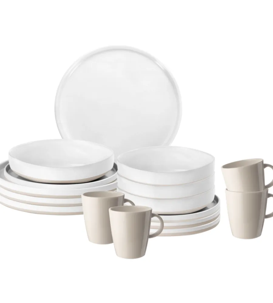 Brunner Campeggio|Set 16 stoviglie da campeggio "odette" in stone touch antiscivolo