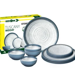 Outlet Set 12 stoviglie da campeggio "tuscany" in stone touch antiscivolo Campeggio