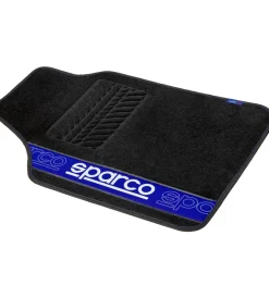 Set 4 tappetini neri e blu per auto in moquette Auto Interno