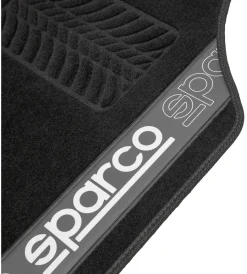 Sparco Auto Interno|Set 4 tappetini neri e grigi per auto in moquette