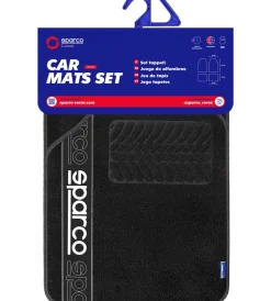 Sparco Auto Interno|Set 4 tappetini neri per auto in moquette
