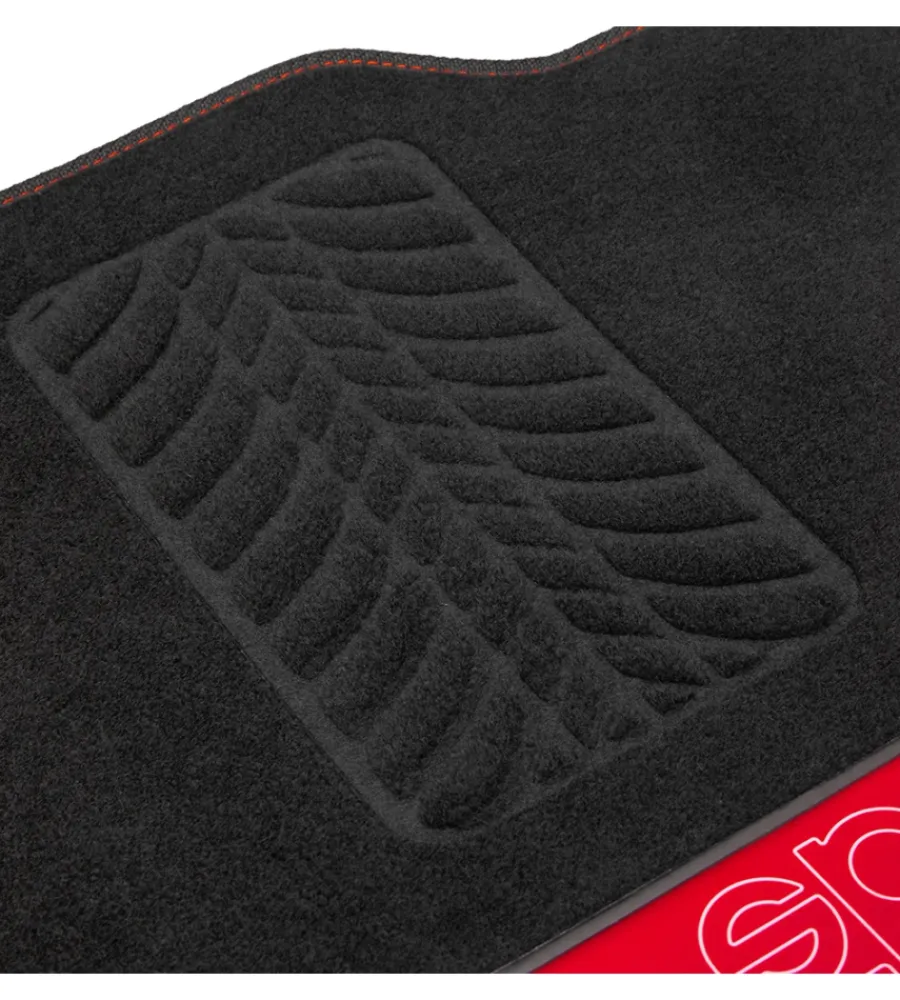 Sparco Auto Interno|Set 4 tappetini per auto nero/rosso in moquette