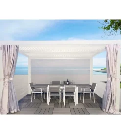 Coperture Per Esterno E Accessori- Set 4 tende zanzariere per pergola riviera "magnolia" grigio chiaro 300x300 cm