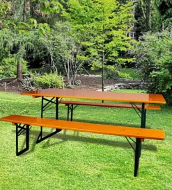 Set birreria da esterno "magnum" in legno con un tavolo e 2 panche pieghevoli 220x80 cm Mobili Da Giardino E Accessori