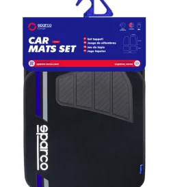 Sparco Auto Interno|Set completo spc19  tappetini auto universali in moquette nero/blu poliestere