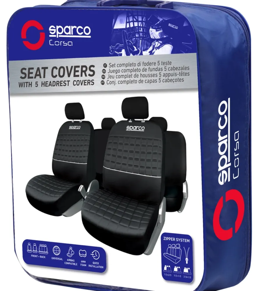 Auto Interno-Sparco Set coprisedili universali auto "spc1042" nero/argento