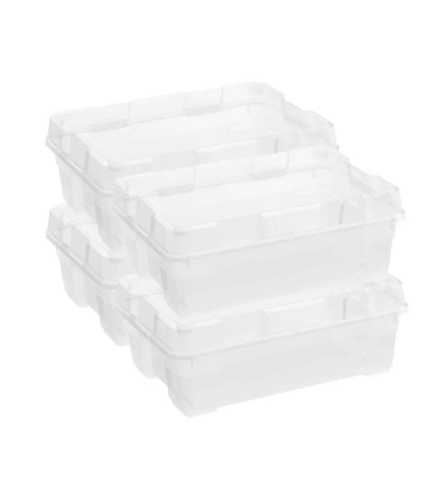 Ordine E Sistemazione- Set da 4 contenitori keter "jumbo" in polipropilene colore trasparente, 38,5x58x21,3 cm