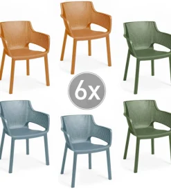 Sale Set da 6 pezzi sedia da esterno "elisa" in polipropilene, colore verde, arancione e azzurro, 61x54x79 cm Mobili Da Giardino E Accessori