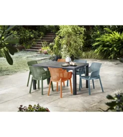 Sale Set da 6 pezzi sedia da esterno "elisa" in polipropilene, colore verde, arancione e azzurro, 61x54x79 cm Mobili Da Giardino E Accessori