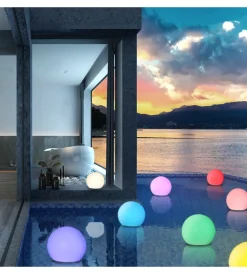 Illuminazione Per Esterno|Set da 2 sfere luminose solare a led riviera in pe e abs ø30x28 cm