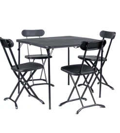 EuroGarden Campeggio|Set da campeggio pieghevole in polietilene nero 4 sedute e tavolo
