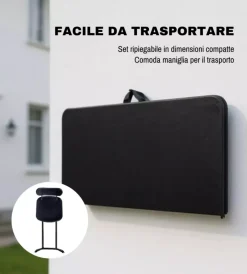 EuroGarden Campeggio|Set da campeggio pieghevole in polietilene nero 4 sedute e tavolo