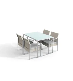 Mobili Da Giardino E Accessori|Set da esterno essenza "bilbao" con tavolo e 4 sedie colore bianco