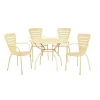Mobili Da Giardino E Accessori|Set da esterno essenza "ginevra big" con 4 sedie e 1 tavolo in acciaio color crema