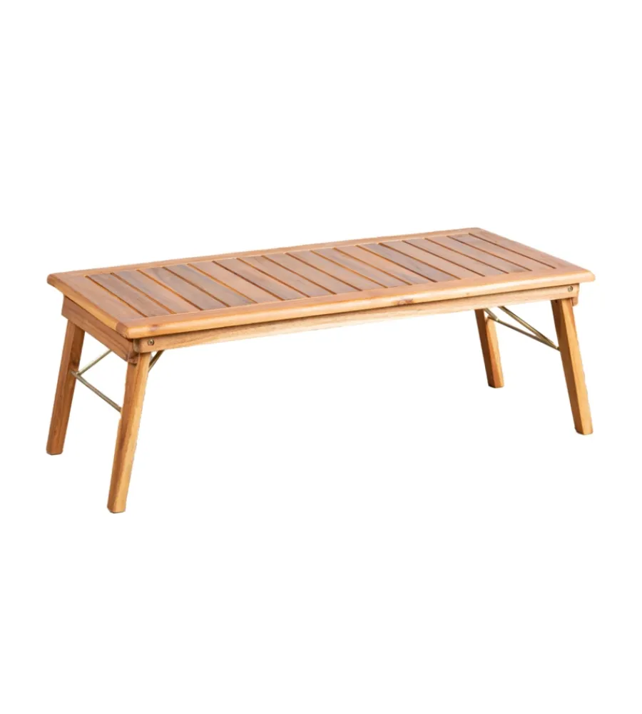 Discount Set da esterno pieghevole "primavera" in legno di acacia e poliestere ecrù 4 sedute e tavolino Mobili Da Giardino E Accessori