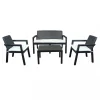 New Set da giardino elica garden "delaware" in polipropilene nero con 2 poltrone, un divano e un tavolino Mobili Da Giardino E Accessori