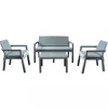 Clearance Set da giardino elica garden "delaware" in polipropilene grigio con 2 poltrone, un divano e un tavolino Mobili Da Giardino E Accessori