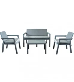 Clearance Set da giardino elica garden "delaware" in polipropilene grigio con 2 poltrone, un divano e un tavolino Mobili Da Giardino E Accessori