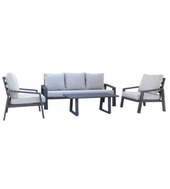 Mobili Da Giardino E Accessori|Set da giardino elica garden "santa cruz" in alluminio antracite 5 sedute e un tavolino