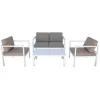 Mobili Da Giardino E Accessori- Set da giardino elica garden "avana" in alluminio bianco con 2 poltrone, un divano e un tavolino