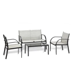 Best Set da giardino essenza "ankara" in acciaio nero 4 poltrone 1 divano 1 tavolo Mobili Da Giardino E Accessori