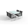 Mobili Da Giardino E Accessori- Set da giardino essenza "bilbao" in acciaio nero washed 4 poltrone 1 tavolo