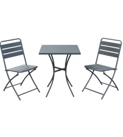 Discount Set da giardino essenza "bistrot" in acciaio antracite 2 sedie 1 tavolo Mobili Da Giardino E Accessori