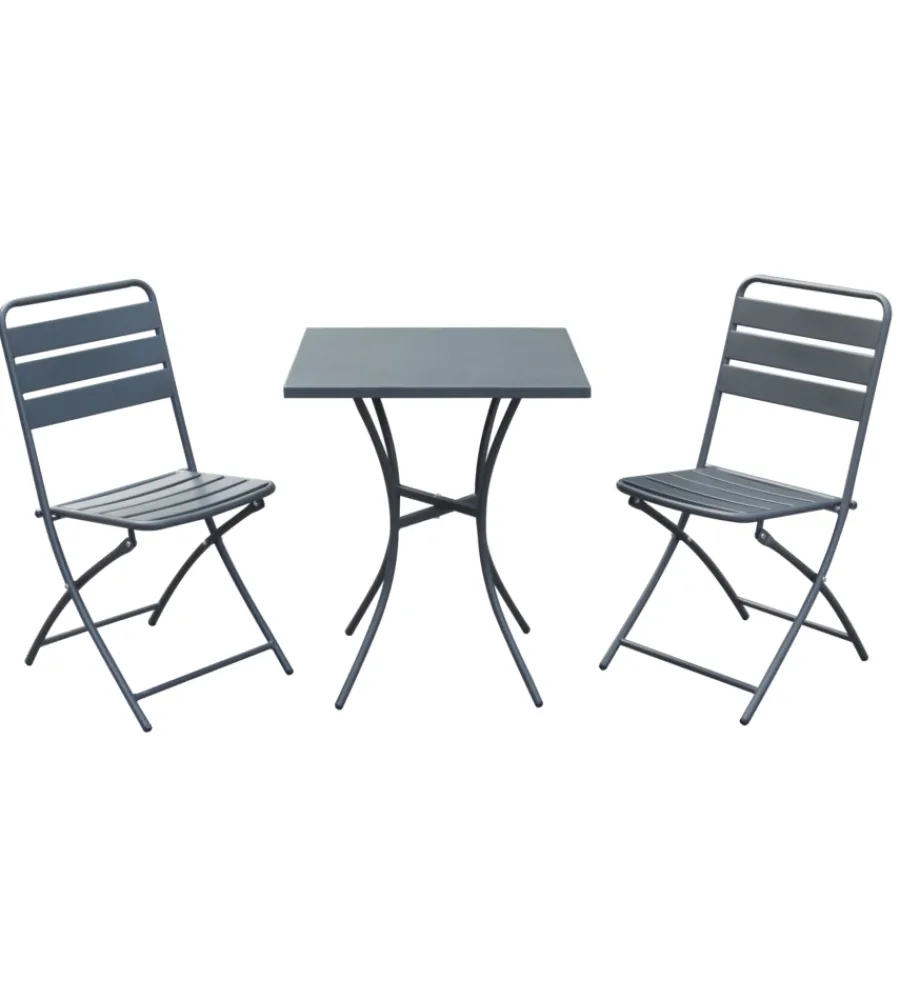 Discount Set da giardino essenza "bistrot" in acciaio antracite 2 sedie 1 tavolo Mobili Da Giardino E Accessori