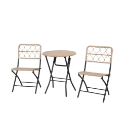 Set da giardino essenza "maui" in acciaio e polyrattan nero 2 sedie 1 tavolo Mobili Da Giardino E Accessori