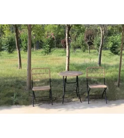 Set da giardino essenza "maui" in acciaio e polyrattan nero 2 sedie 1 tavolo Mobili Da Giardino E Accessori