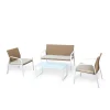 Mobili Da Giardino E Accessori- Set da giardino essenza "madeira" in acciaio bianco 4 posti