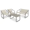 Mobili Da Giardino E Accessori- Set da giardino essenza "nizza" in acciaio marrone 2 poltrone 1 divano 1 tavolo