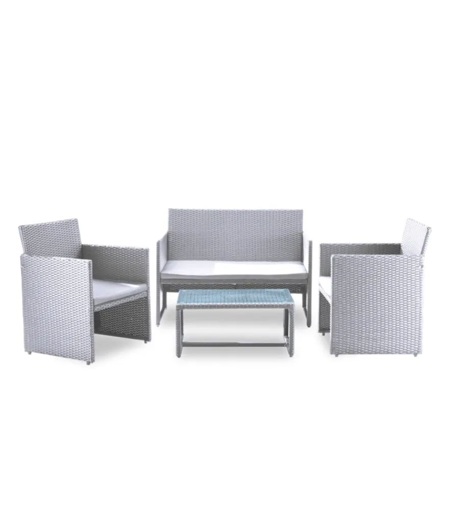 New Set da giardino essenza "valencia" bianco 4 posti Mobili Da Giardino E Accessori