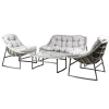 Mobili Da Giardino E Accessori-EuroGarden Set da giardino "las vegas" in metallo e pe rattan grigio con cuscini 4 sedute e tavolino