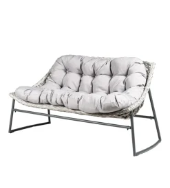 Mobili Da Giardino E Accessori-EuroGarden Set da giardino "las vegas" in metallo e pe rattan grigio con cuscini 4 sedute e tavolino