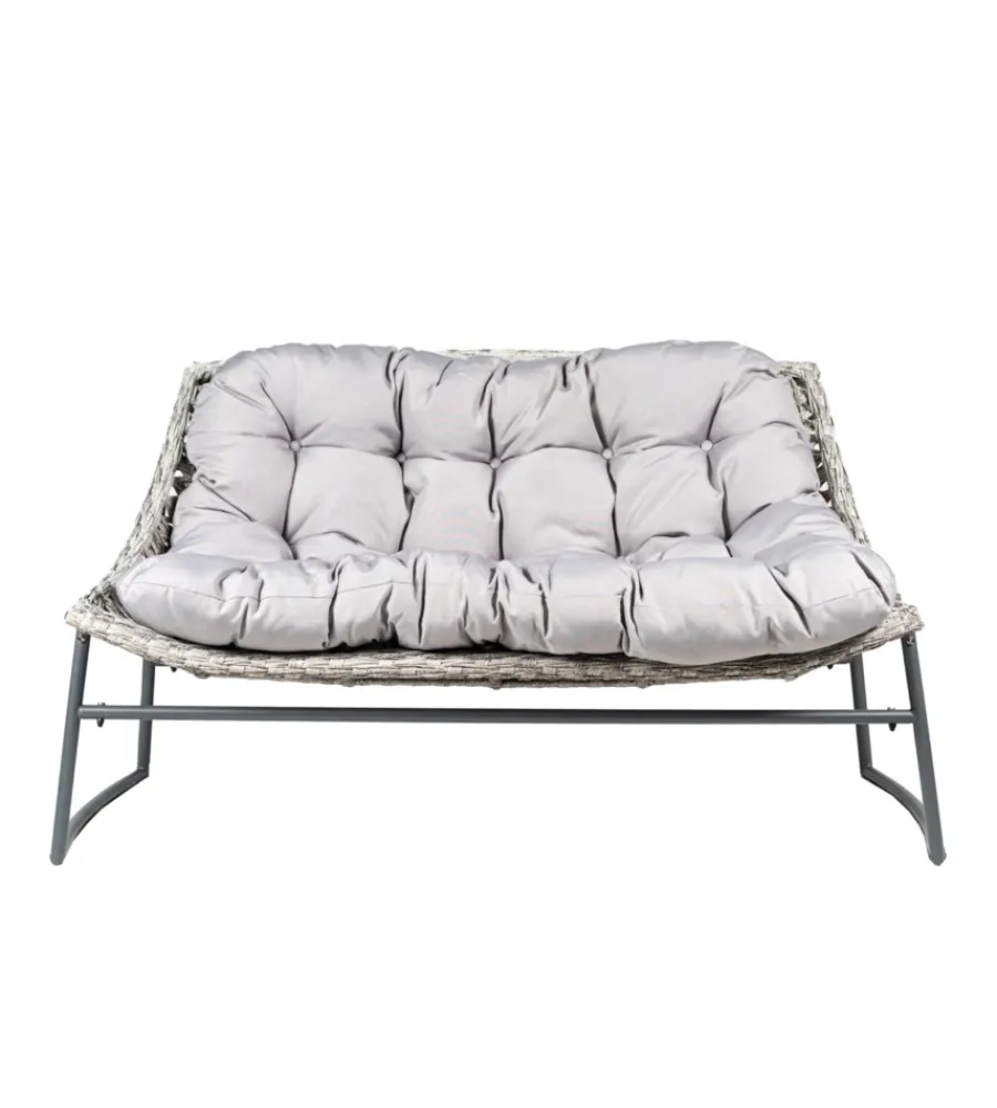 Mobili Da Giardino E Accessori-EuroGarden Set da giardino "las vegas" in metallo e pe rattan grigio con cuscini 4 sedute e tavolino