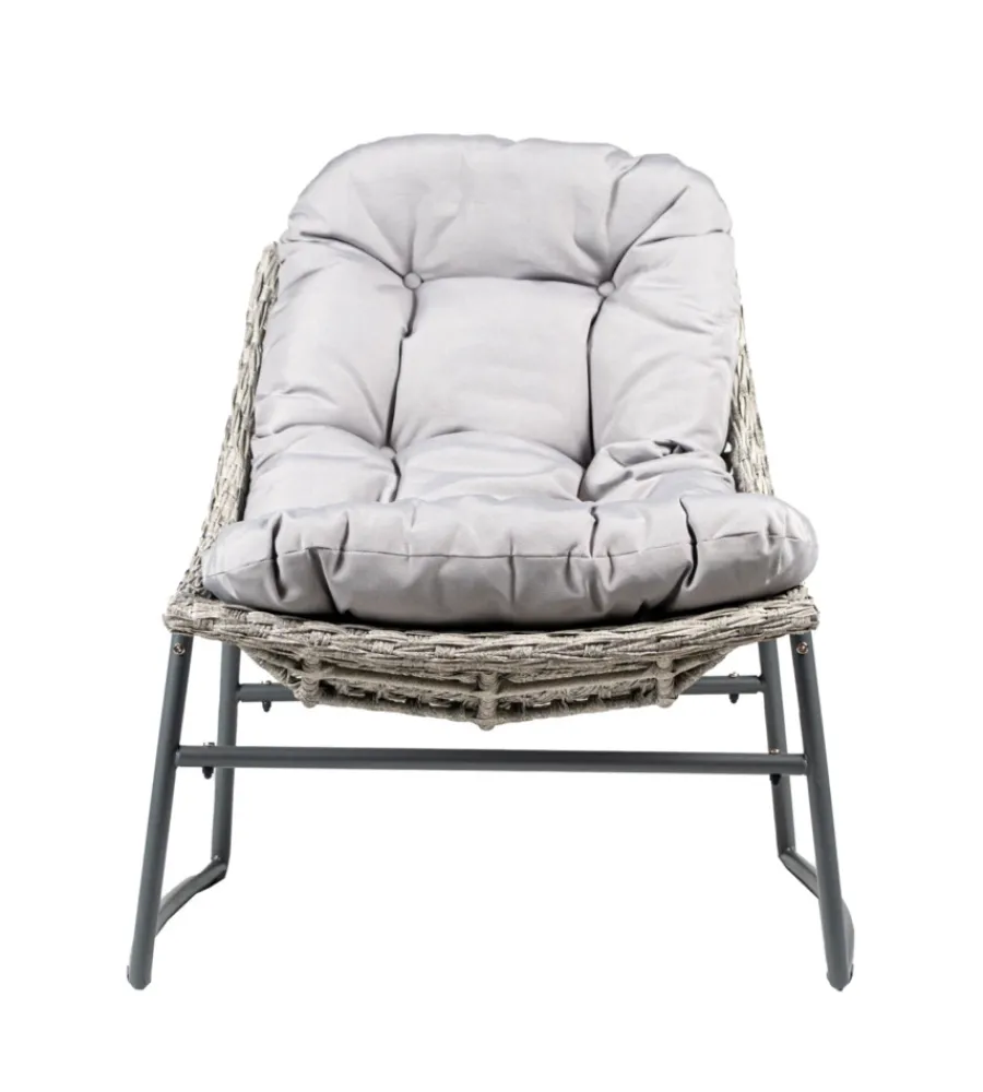 Mobili Da Giardino E Accessori-EuroGarden Set da giardino "las vegas" in metallo e pe rattan grigio con cuscini 4 sedute e tavolino