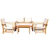 EuroGarden Mobili Da Giardino E Accessori|Set da giardino "sassari" in legno con cuscini beige 4 sedute e tavolino