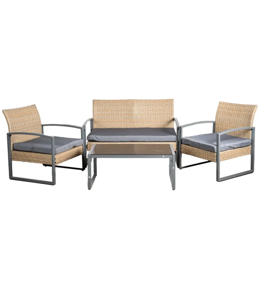 EuroGarden Mobili Da Giardino E Accessori|Set da giardino "iris" miele 4 sedute e tavolino