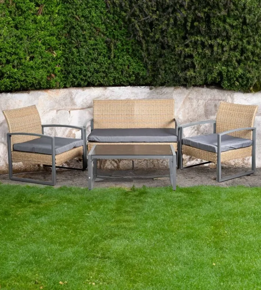 EuroGarden Mobili Da Giardino E Accessori|Set da giardino "iris" miele 4 sedute e tavolino