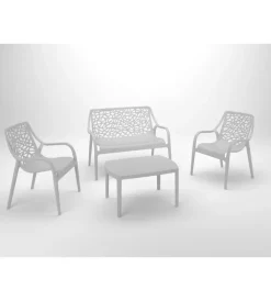 Best Set da giardino "honolulu" in polipropilene grigio 1 divano, 2 poltrone e 1 tavolino Mobili Da Giardino E Accessori