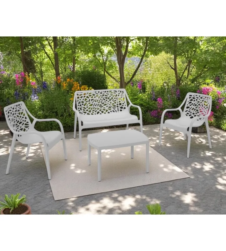 Best Set da giardino "honolulu" in polipropilene grigio 1 divano, 2 poltrone e 1 tavolino Mobili Da Giardino E Accessori