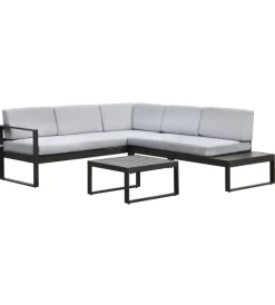 Mobili Da Giardino E Accessori|Set da giardino "hydri" in alluminio grigio scuro con 6 sedute e tavolino