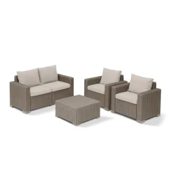 Keter Mobili Da Giardino E Accessori|Set da giardino "california lounge" in polipropilene cappuccino 4 sedute e tavolino