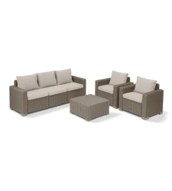 Keter Mobili Da Giardino E Accessori|Set da giardino "california lounge" in polipropilene cappuccino 5 sedute e tavolino