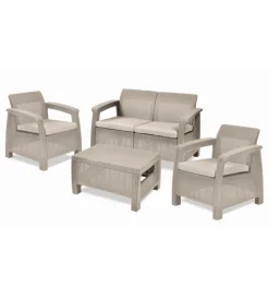 Mobili Da Giardino E Accessori-Keter Set da giardino "corfu lounge" colore cappuccino, 4 posti